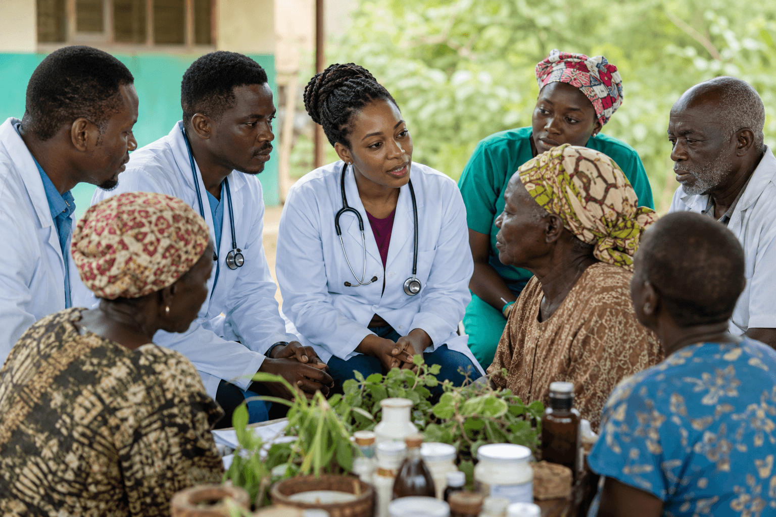 Kenyan doctors and community health practitioners working together